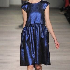 Marc by Marc Jacobs Claudine Metallic True Blue Midi Dress